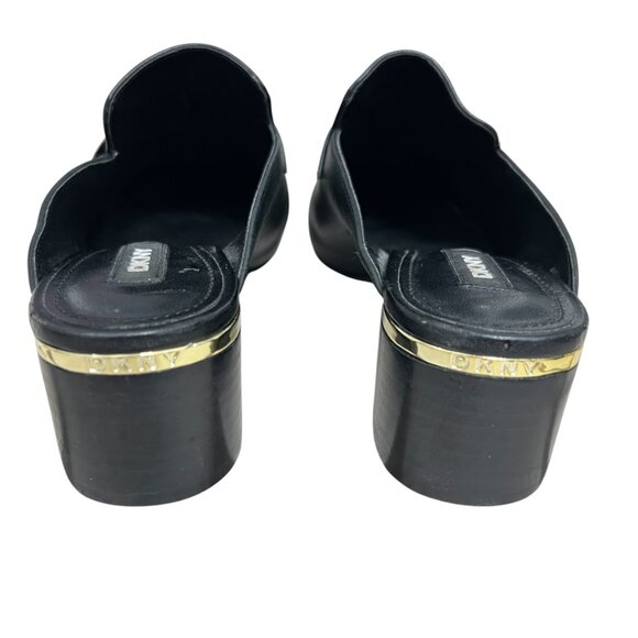 DKNY Rizz Leather Logo Hardware Block Heel Mules Loafers women's size 6.5 - Picture 7 of 9